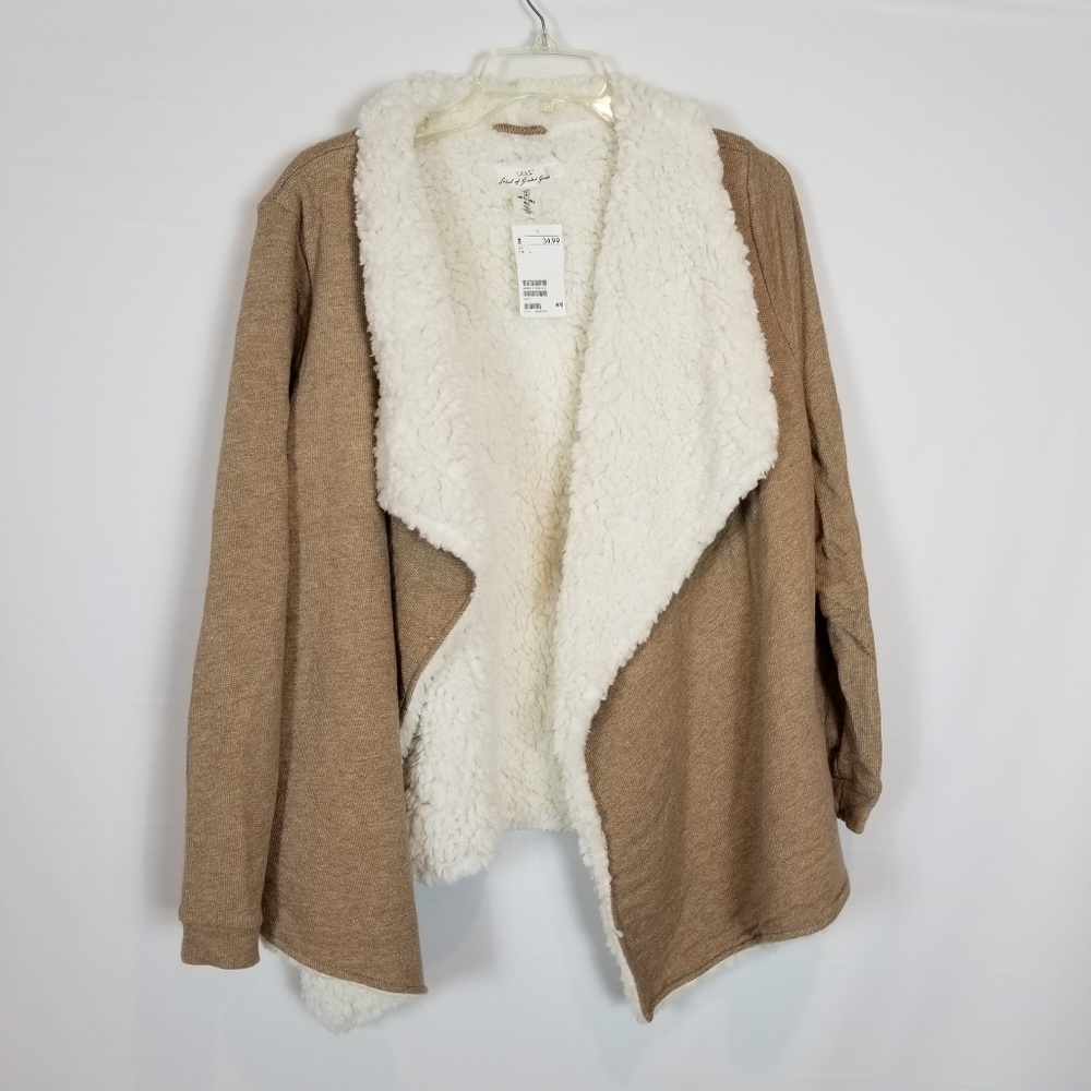 H & M Womens Tan Open Front Sweater Cardigan L - Picture 2 of 8